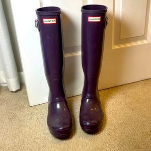 Tall Purple Gloss Hunter Rain Boots